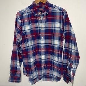 Vineyard Vines Collegiate Shirt Mens Size S Plaid Check Cotton Blue Red